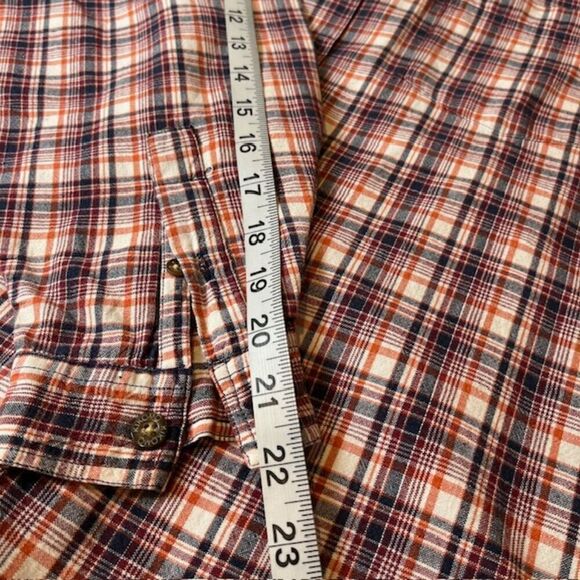 Ki-ko-mo Vintage Women's Plaid Button Top Cotton Blue Orange Red Large - Picture 10 of 11